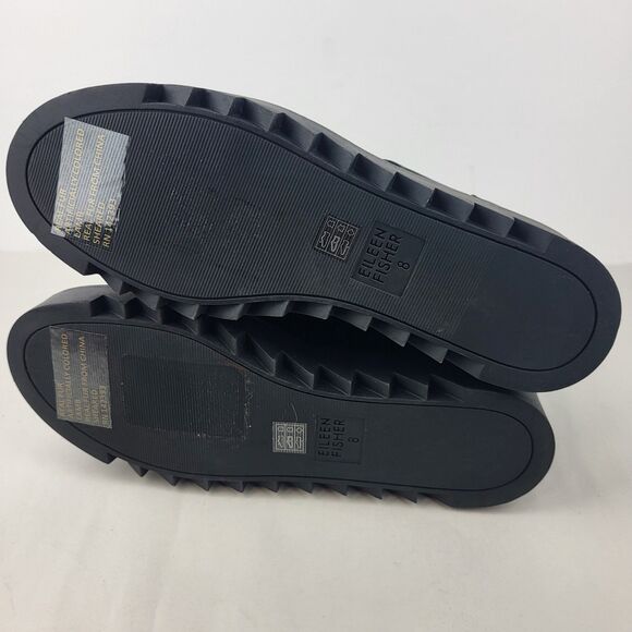 Eileen Fisher Kenille Genuine Shearling Trim Wedge Bootie Black Size 8 - Picture 8 of 11